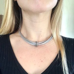 Woven silver necklace